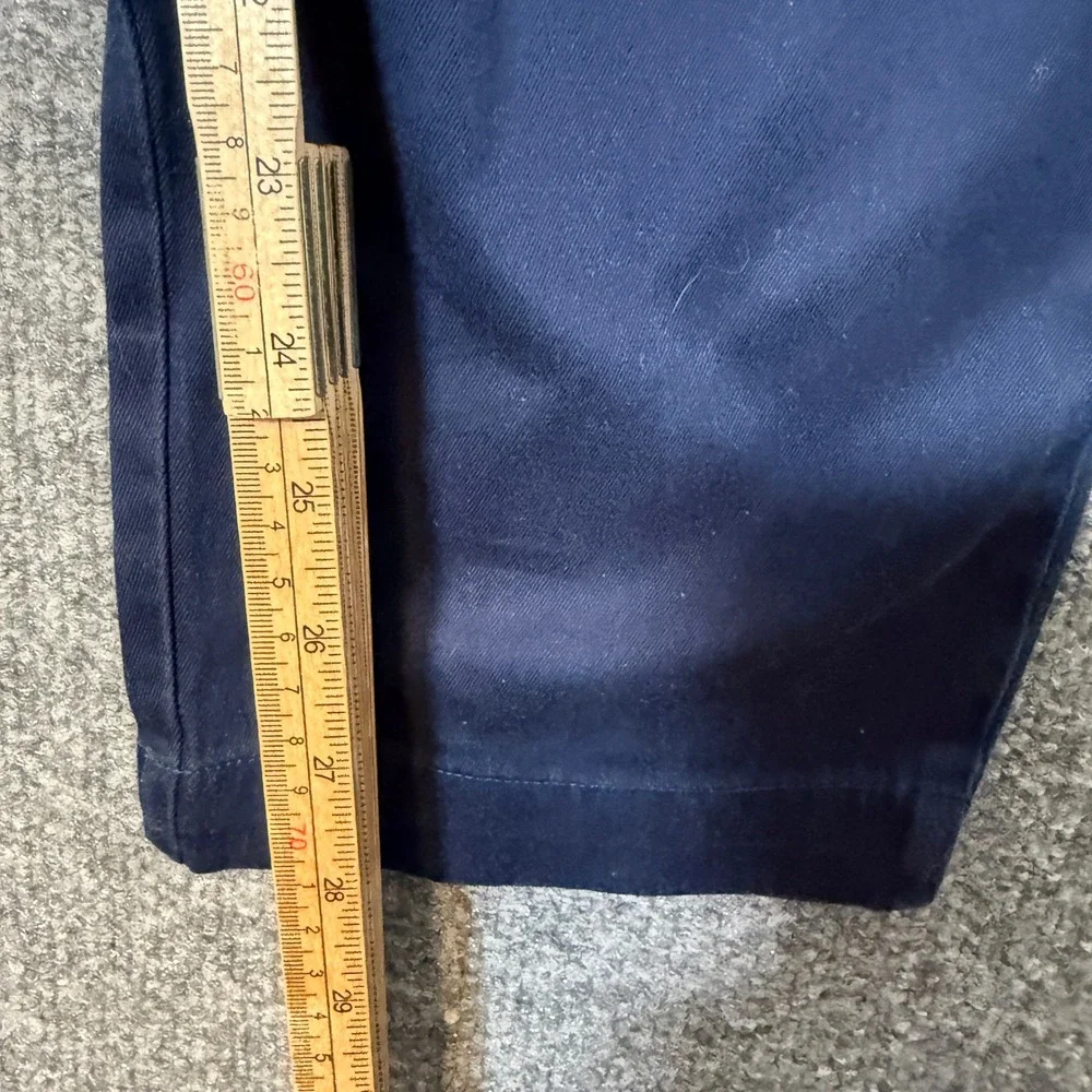 J Crew Stretch Chino Pants Mens 33x28 Navy Blue Stretch Flat Front Cotton Casual